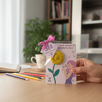 Tarjeta día de la mujer con flor de chocolate