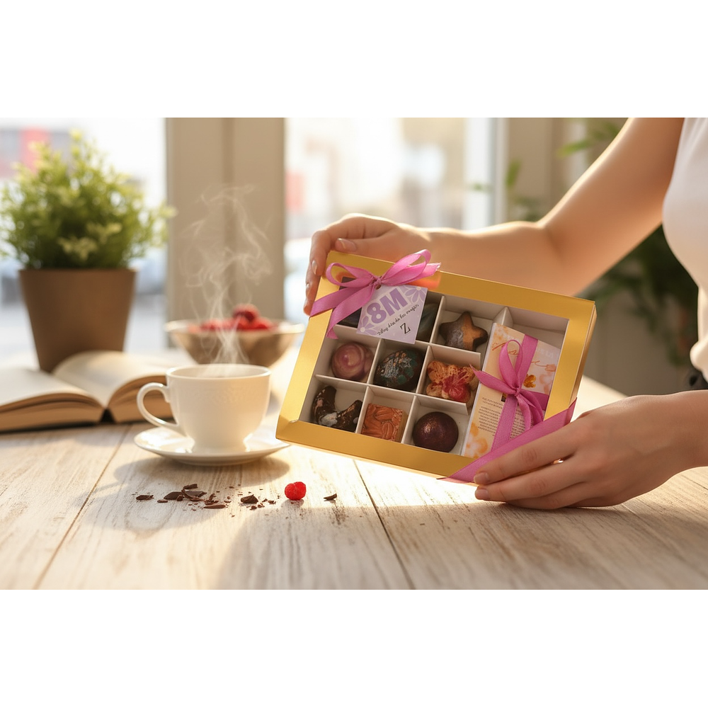 Caja 9 bombones día de la mujer