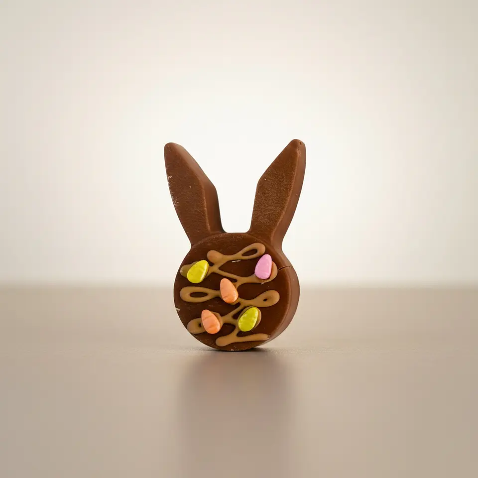 Alfajor conejo de chocolate de leche, oreo y manjar. 1