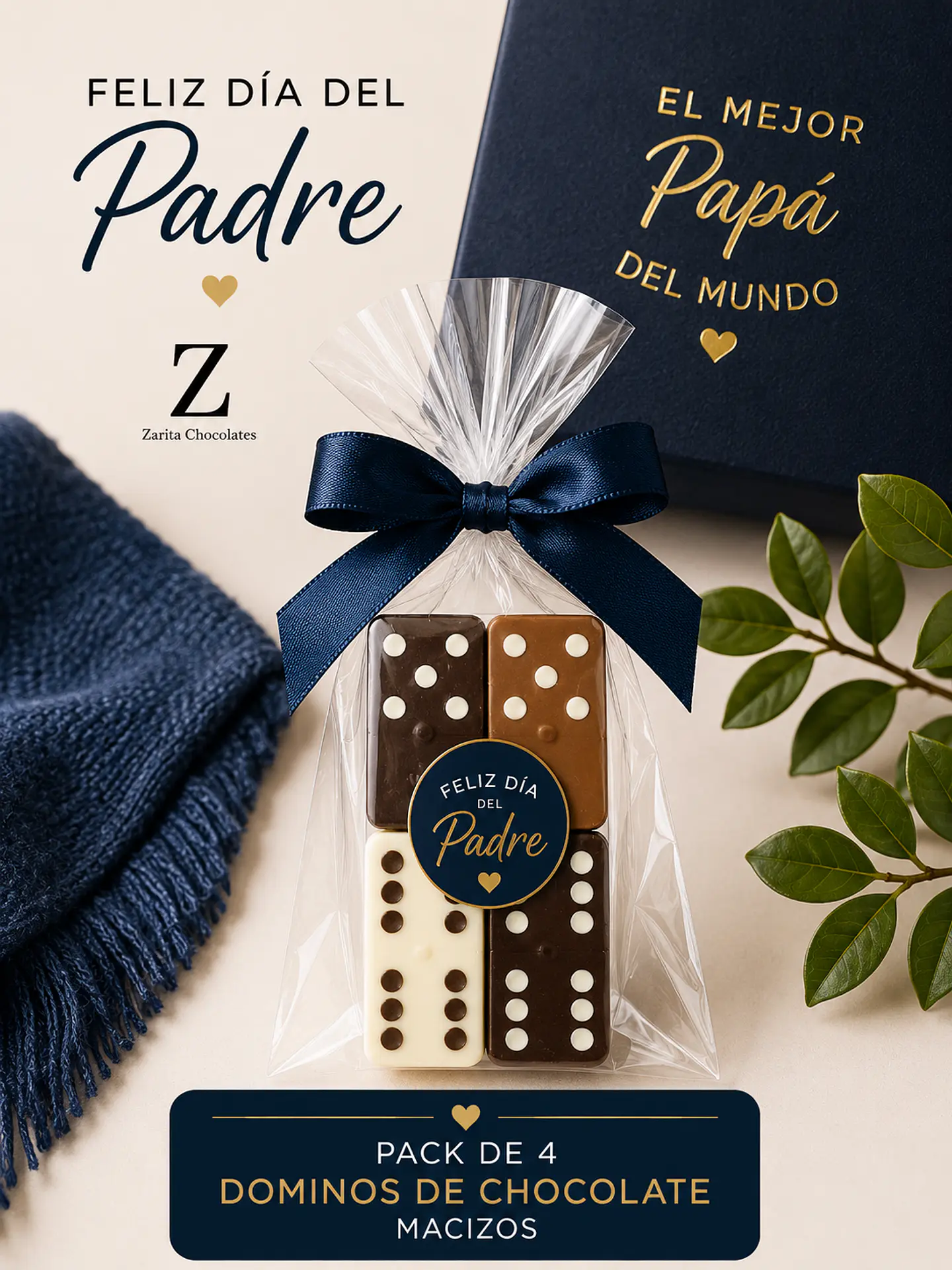 Set de 4 Dominós de Chocolate Artesanal para Papá 2