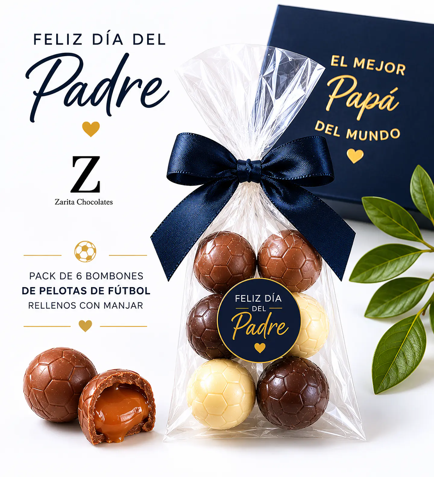 Set de 6 Bombones de Fútbol con Manjar para Papá 2
