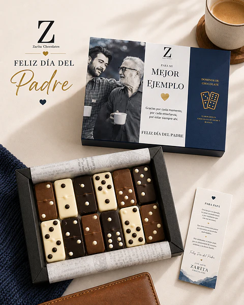 Caja de 12 Dominós de Chocolate Artesanal para Papá