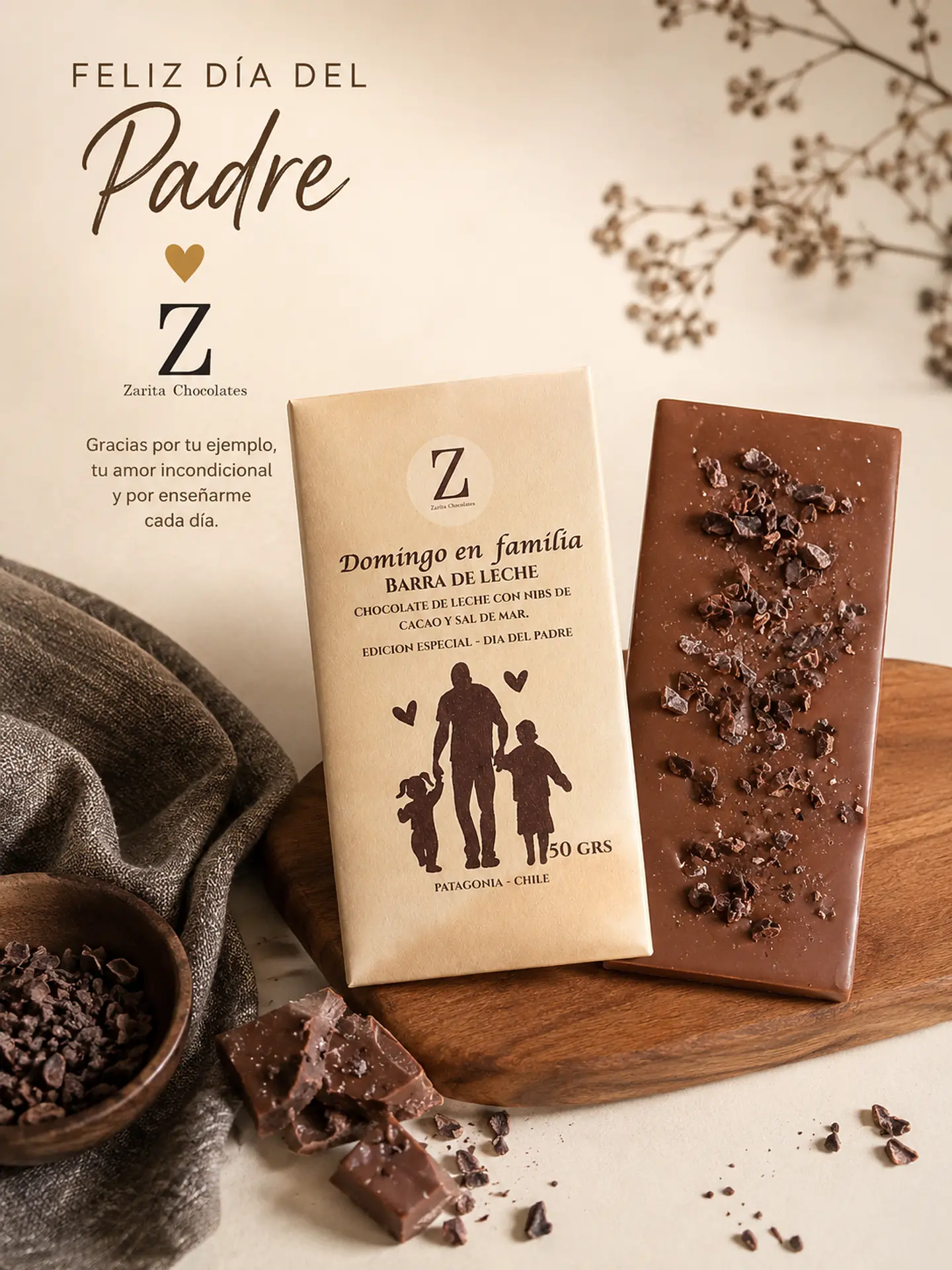 Caja Regalo Día del Padre con 3 Barras de Chocolate Artesanal ⭐ 4