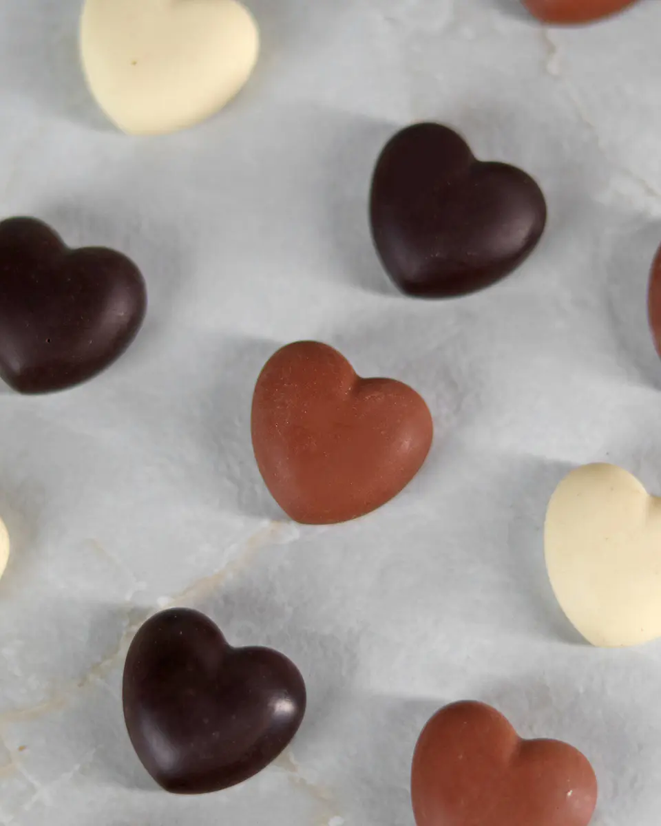 Mini Corazones de Chocolate Sin Azúcar con Stevia y Maltitol 3