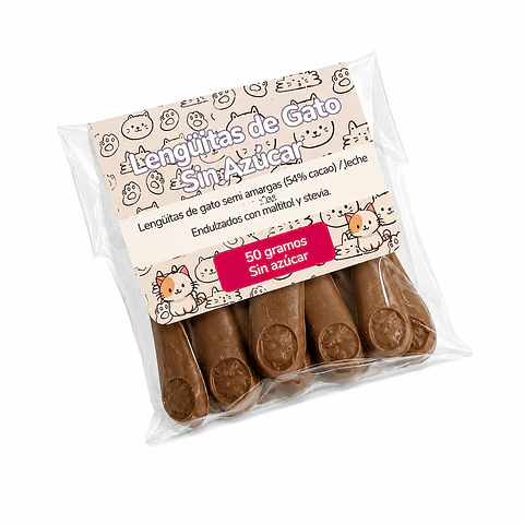 Lengüitas de Gato Sin Azúcar con Stevia y Maltitol