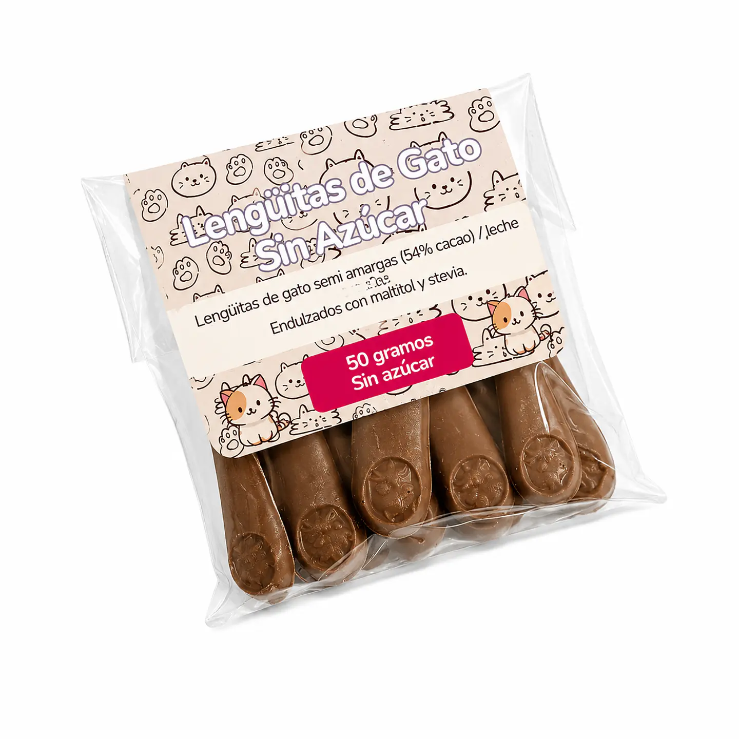 Lengüitas de Gato Sin Azúcar con Stevia y Maltitol 1