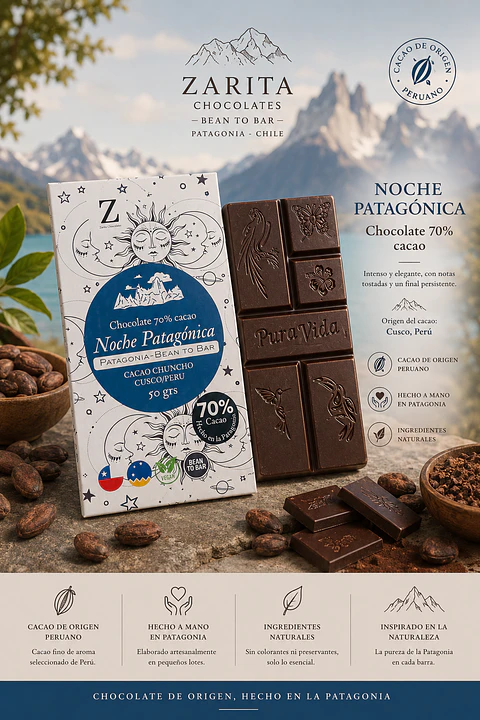 NOCHE PATAGONICA - BEAN TO BAR - 70% cacao 
