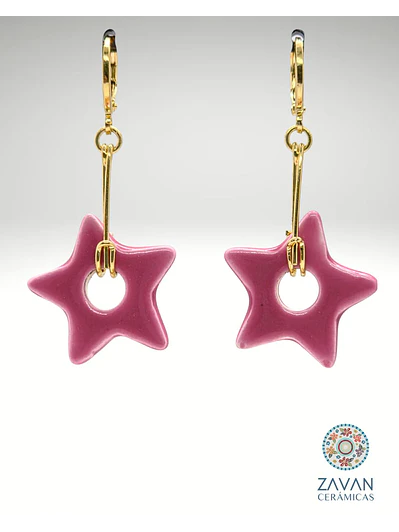 Aro Colgante estrella rosada