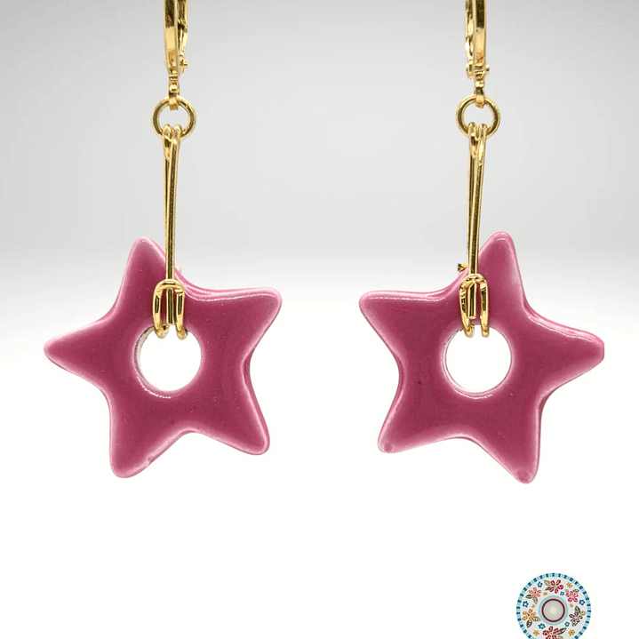 Aro Colgante estrella rosada 1