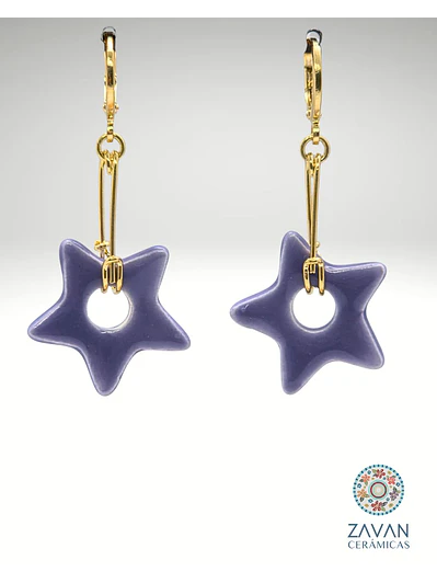 Aro colgante estrella Morado