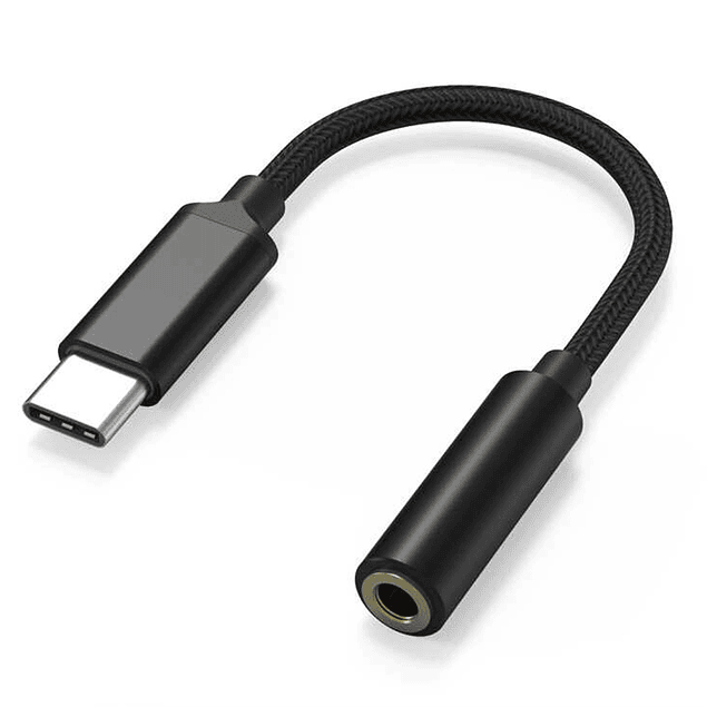 Adaptador Tipo C a 3,5mm Jack de Audífonos USB C a 3,5mm AUX Negro