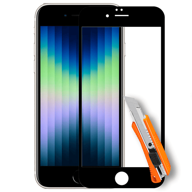 Lámina Mica Vidrio Templado Completo Full iPhone SE 2022