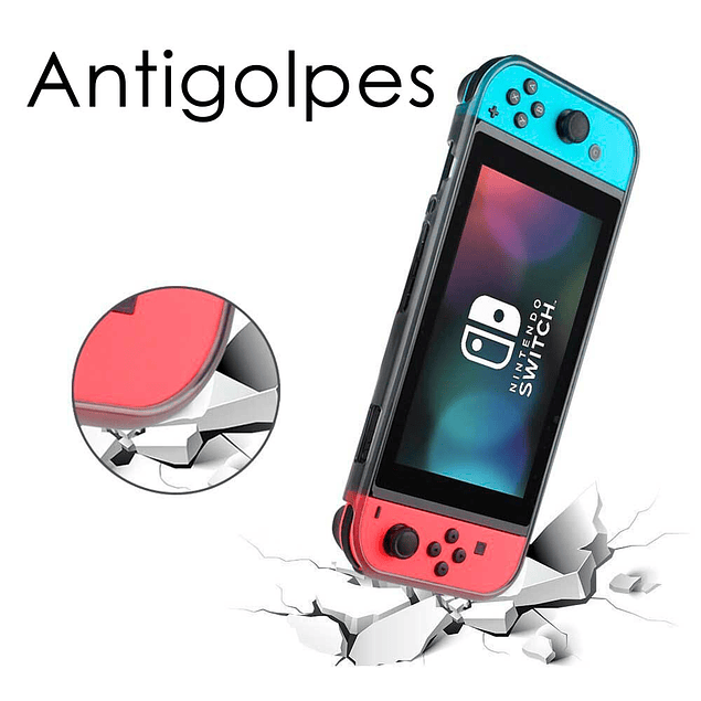 Carcasa Protectora Antigolpe Ergonomica Gris Traslucido Nintendo Switch