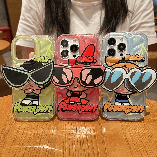 Carcasa Burbuja Chicas Super Poderosas + Pop Socket Flexible Para iPhone 11