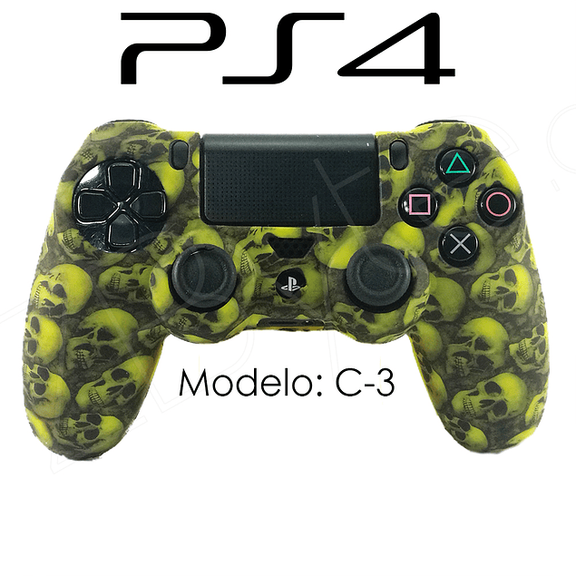 Silicona PS4 Calaveras Amarillo + Análogos