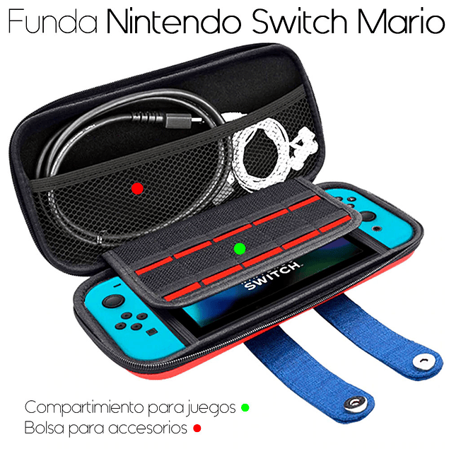 Funda Bolso Protector Rojo con Azul para Nintendo Switch 2