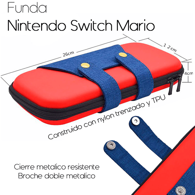 Funda Bolso Protector Rojo con Azul para Nintendo Switch 2
