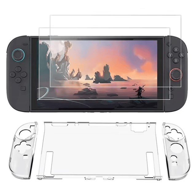 Pack x2 Vidrio + Carcasa Transparente para Nintendo Switch 2