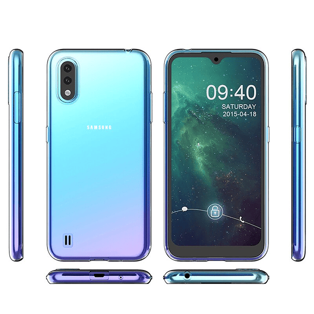 Carcasa Transparente + Mica Vidrio Samsung Galaxy A01 Zbyte