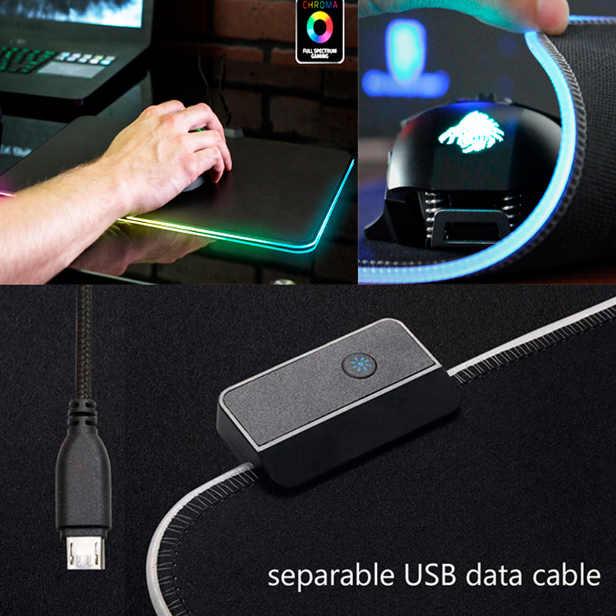 Mouse Pad Gamer Rgb Usb Con Selector De Color Luz Led