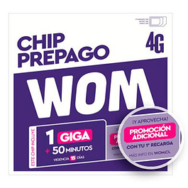 Chip WOM 1 Gb + 50 min + Promo Adicional