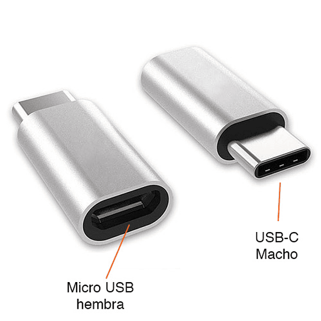 Adaptador Micro USB A USB Tipo C OTG Metalico