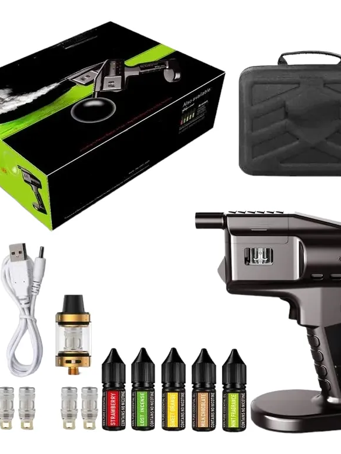 Kit Pistola de Burbujas Ahumada 300ml incluye maleta 1