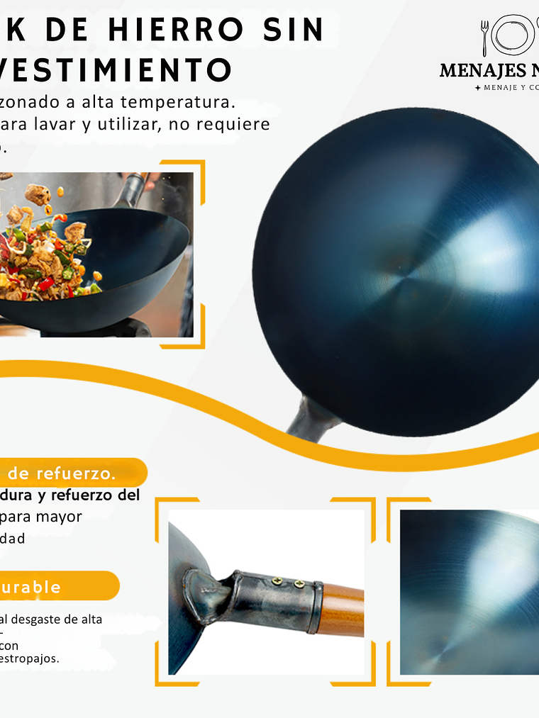 Wok de Hierro 38 CM Pre Sazonado  2