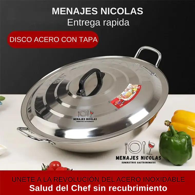 Disco Cocimiento Acero Inoxidable 50 Cm Con Tapa 2