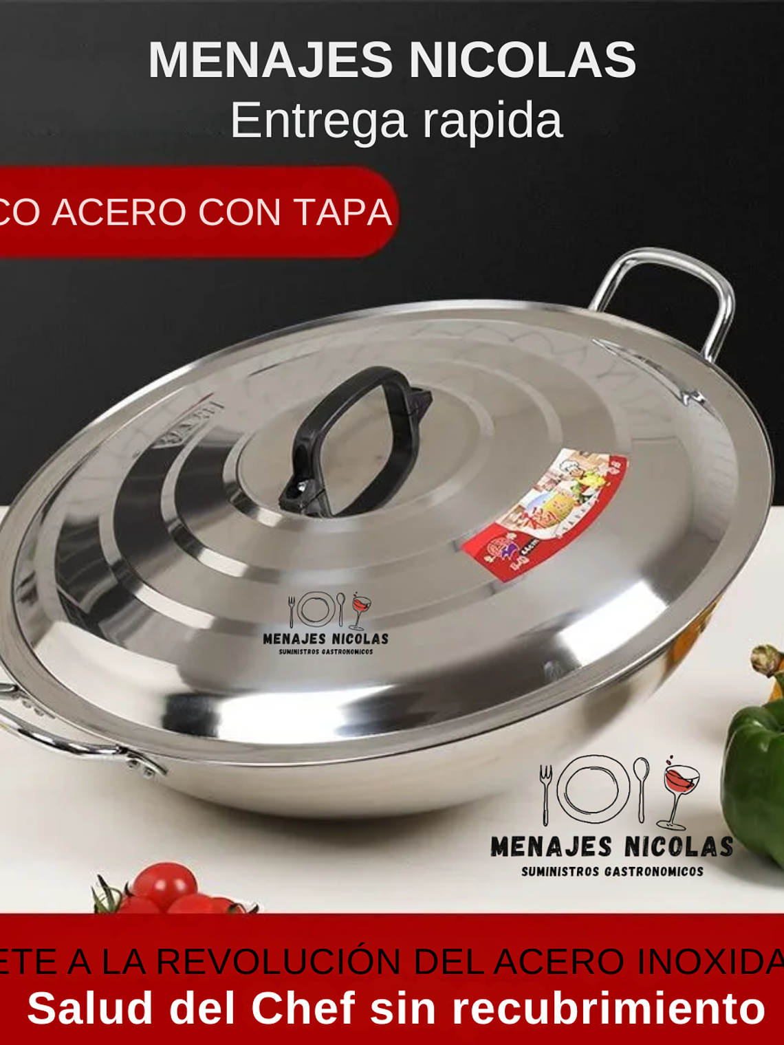 Disco Cocimiento Acero Inoxidable 50 Cm Con Tapa 2
