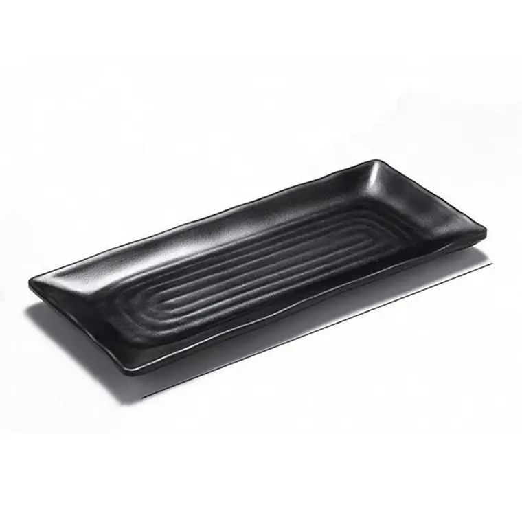 Set 6 Plato Rectangular de Melamina Negro - 30x14 cm - Antigolpes 1