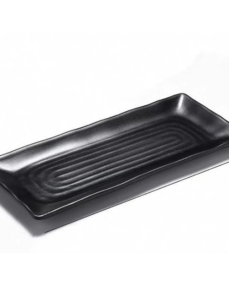 Plato Rectangular de Melamina Negro - 30x14 cm - Antigolpes 1