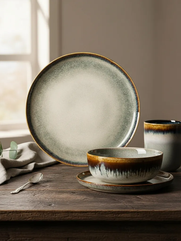 Juego de Vajilla de Gres Nórdico de 16 Piezas 2