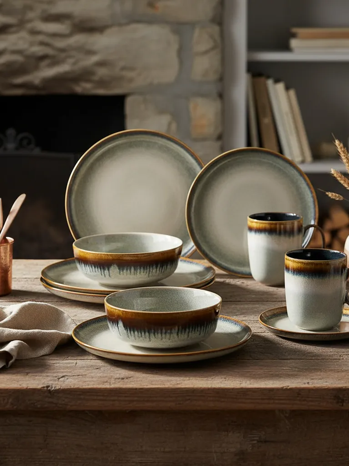 Juego de Vajilla de Gres Nórdico de 16 Piezas 4