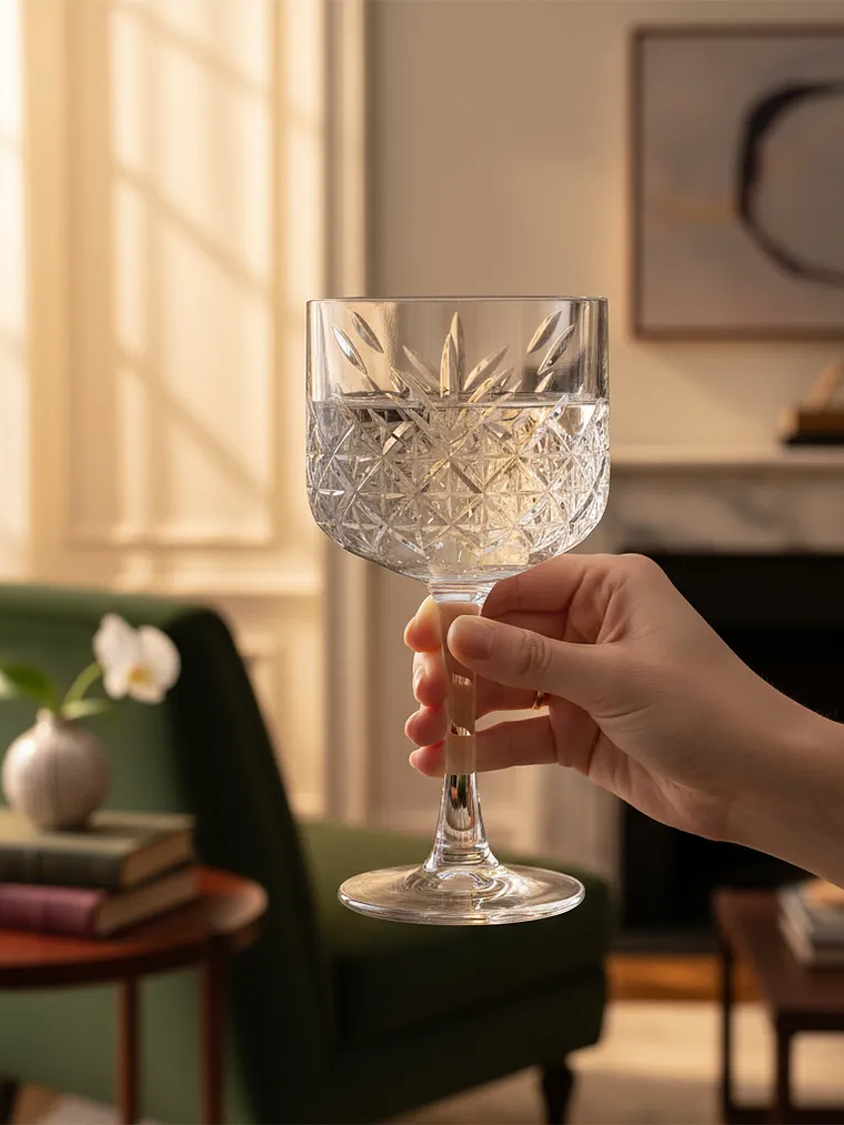 Set De 6 Copas Tímeles Tallado 500cc  3