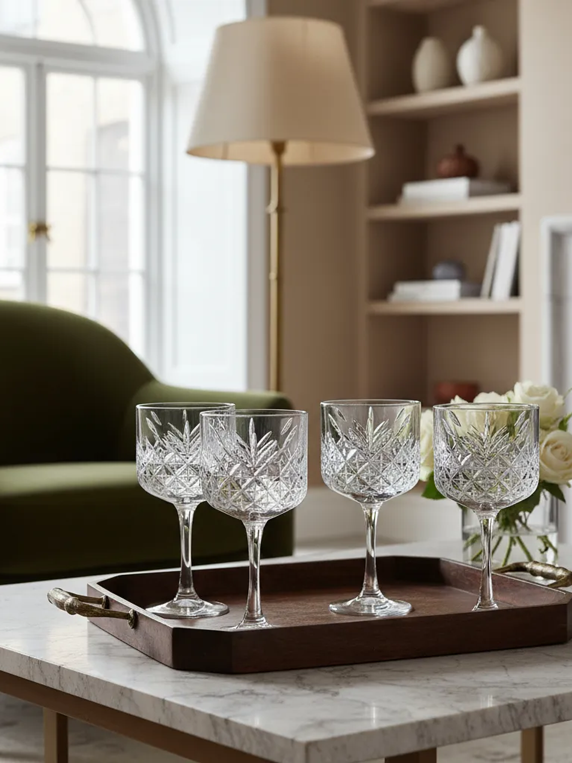 Set De 6 Copas Tímeles Tallado 500cc  4