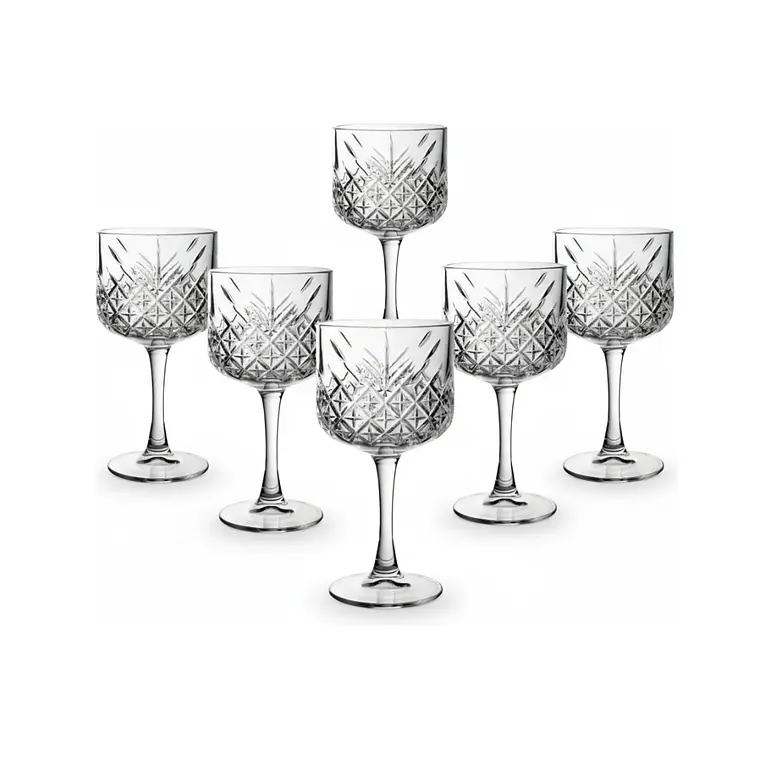 Set De 6 Copas Tímeles Tallado 500cc  1
