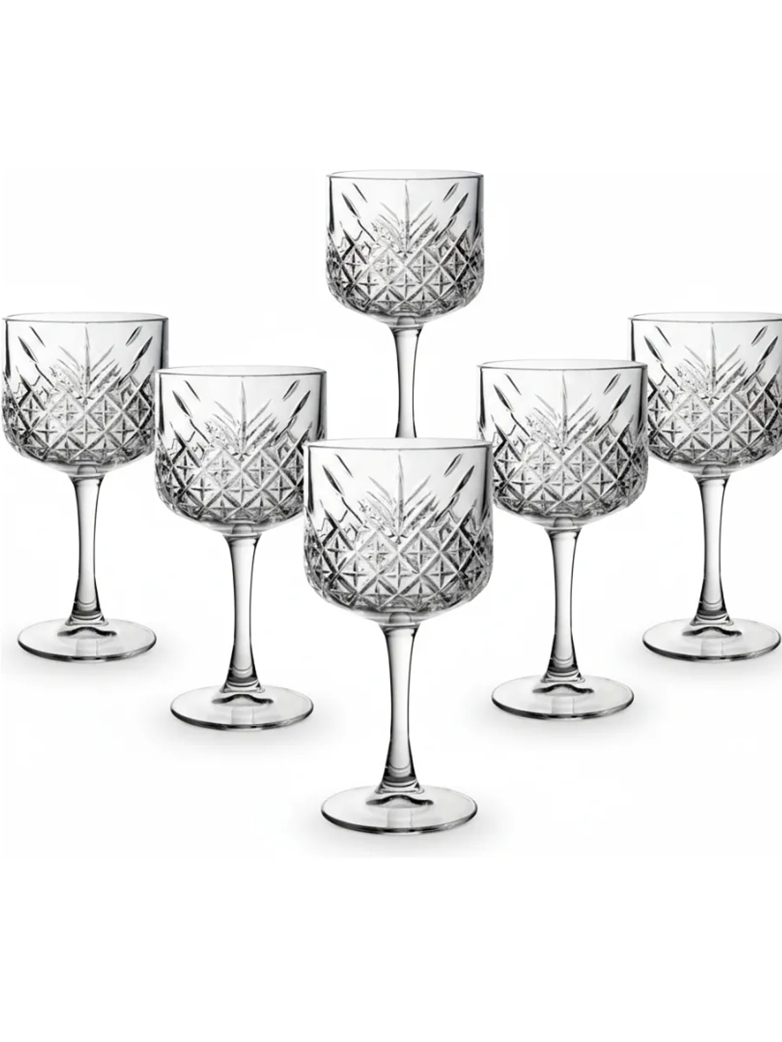 Set De 6 Copas Tímeles Tallado 500cc  1