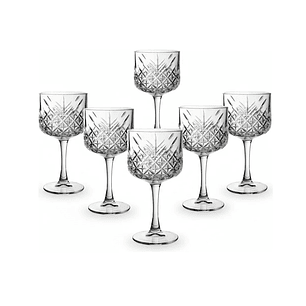 Set De 6 Copas Tímeles Tallado 500cc 