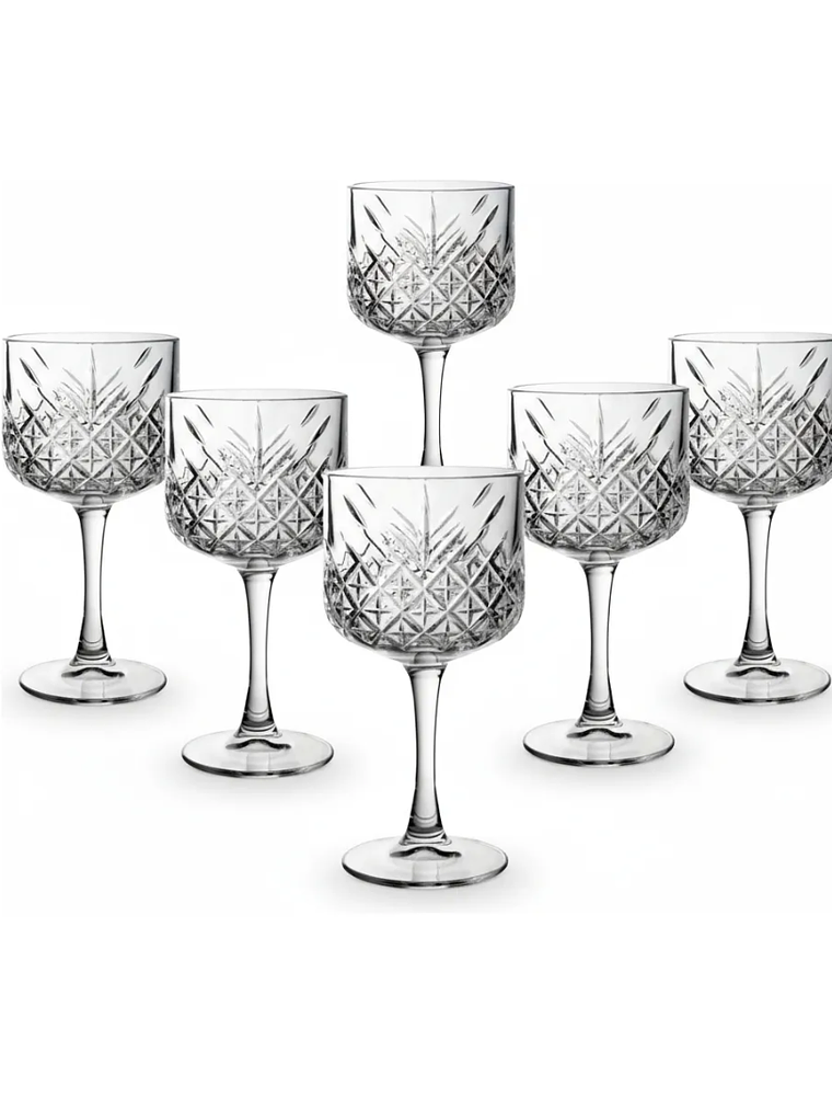 Set De 6 Copas Tímeles Tallado 500cc  1