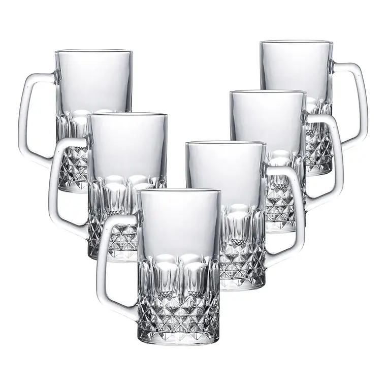 Set 6 Vasos Choperos 500ml Vidrio Labrado Premium 1