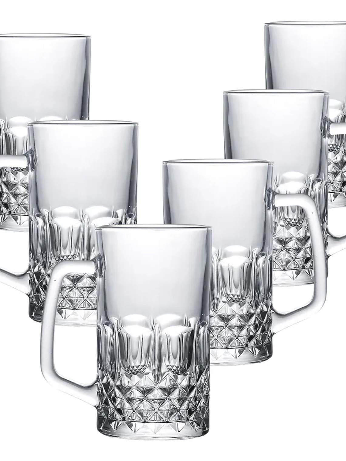 Set 6 Vasos Choperos 500ml Vidrio Labrado Premium 1