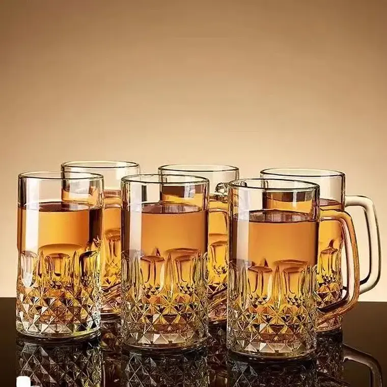 Set 6 Vasos Choperos 500ml Vidrio Labrado Premium 3