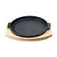 Plato de Hierro Fundido Redondo Grillado 24 cm con Base de Madera - Miniatura 1