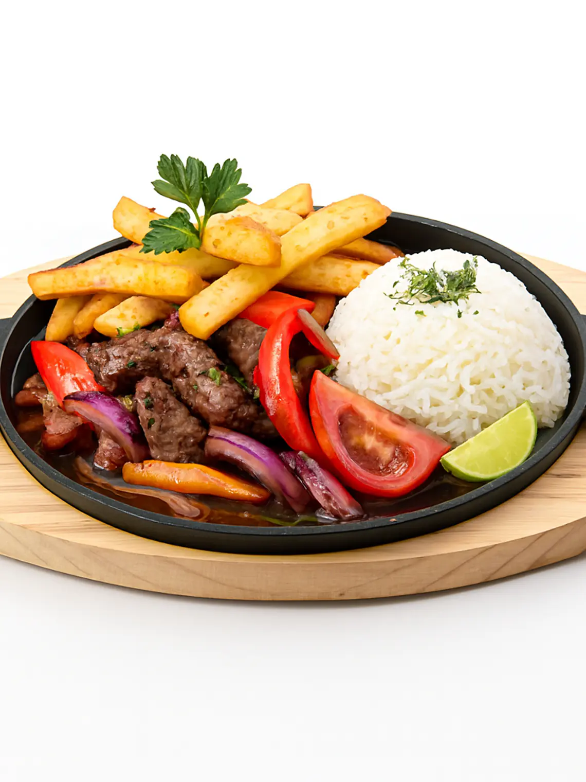 Plato de Hierro Fundido Redondo Grillado 24 cm con Base de Madera 2