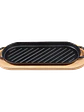 Plato de Hierro Fundido Rectangular Grill 37x16 cm con Tabla de Madera  - Miniatura 1
