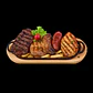 Plato de Hierro Fundido Rectangular Grill 37x16 cm con Tabla de Madera  - Miniatura 2