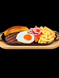 Plato de Hierro Fundido Rectangular Grill 37x16 cm con Tabla de Madera  - Miniatura 3