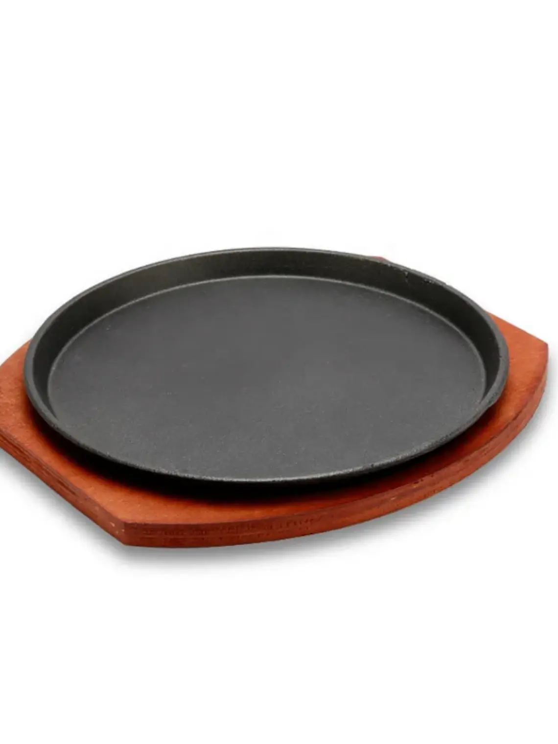 Plato hierro fundido Redondo 23 Cm Con Base Madera 1