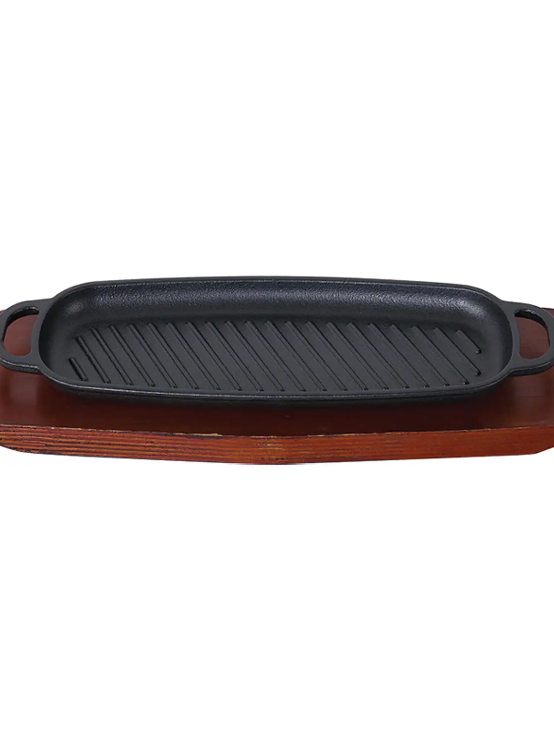 Plato Rectangular de Hierro Fundido 34X15 Cm Base de Madera 1